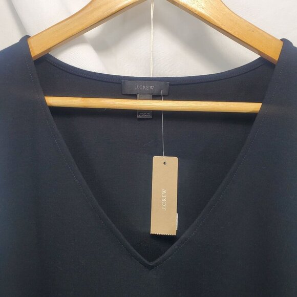 J. Crew Black Ponte Peplum Top V Neck Ruffle Hem Pullover XL (A-10) - Picture 4 of 10